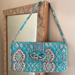 Vera Bradley Totally Turq Knot Clutch Shoulder Bag